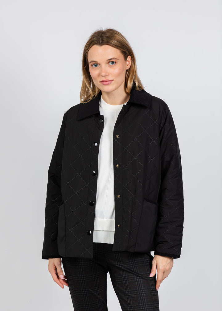 Elliott Lauren Quilted Jacket in Black available at Barbara Katz