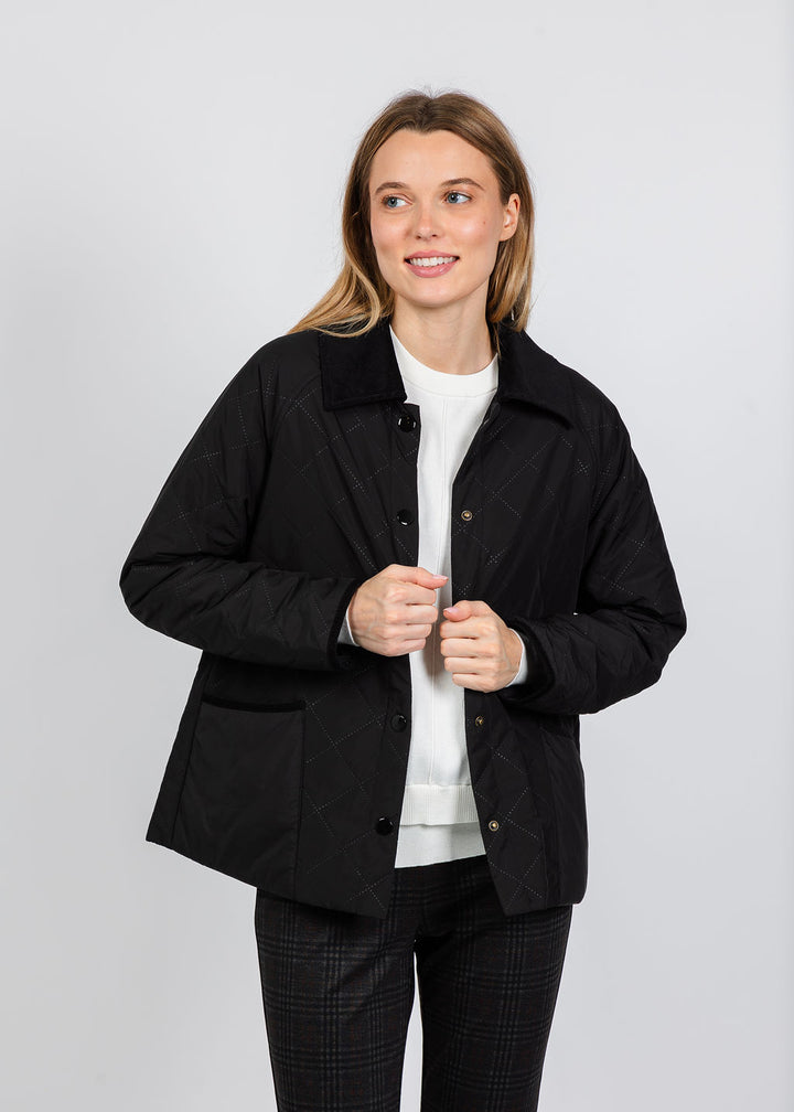 Elliott Lauren Quilted Jacket in Black available at Barbara Katz
