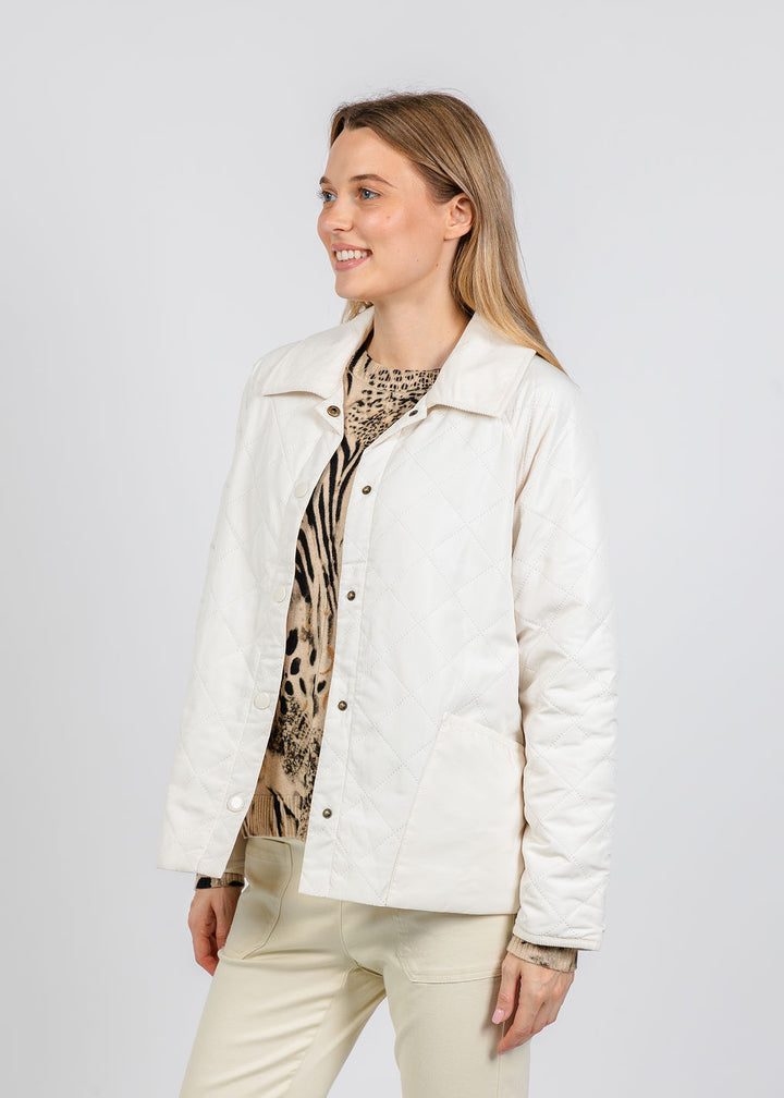 Elliott Lauren Quilted Jacket in Ecru available at Barbara Katz