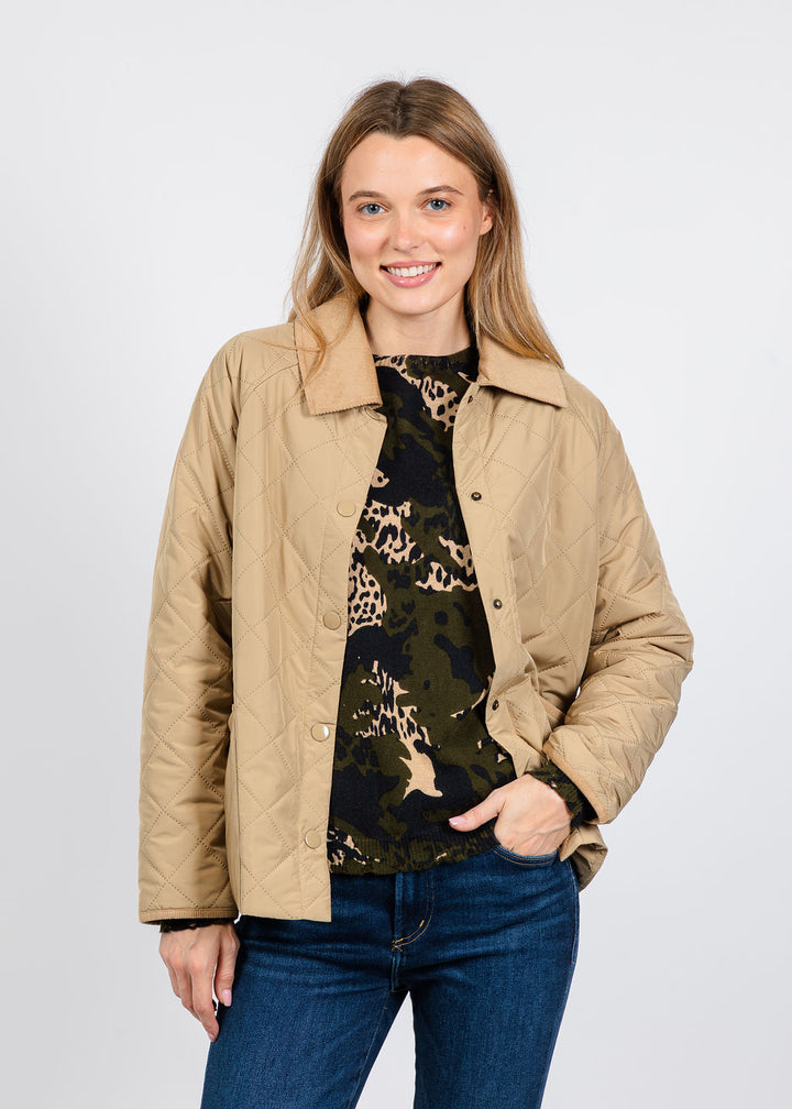 Elliott Lauren Quilted Jacket in Khaki available at Barbara Katz