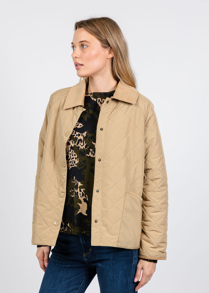 Elliott Lauren Quilted Jacket in Khaki available at Barbara Katz