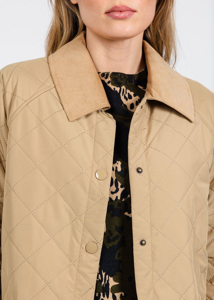 Elliott Lauren Quilted Jacket in Khaki available at Barbara Katz