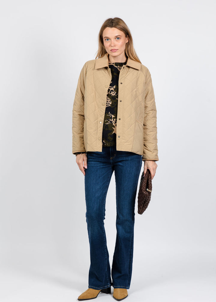 Elliott Lauren Quilted Jacket in Khaki available at Barbara Katz