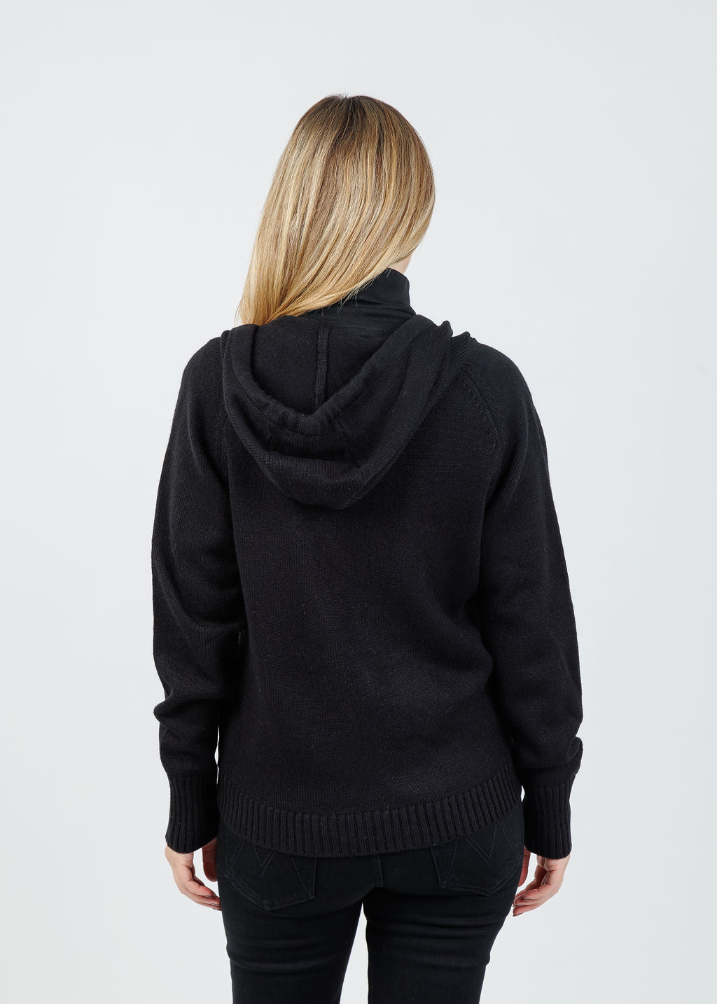 Elliott Lauren Quilted Zip Front Sweater in Black available at Barbara Katz