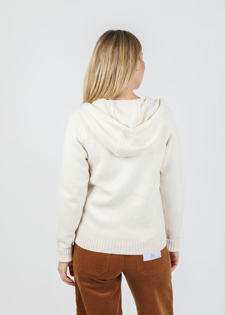 Elliott Lauren Quilted Zip Front Sweater in Cream available at Barbara Katz