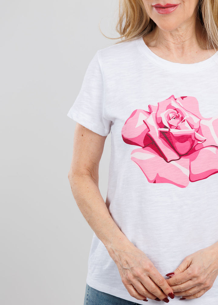 Elliott Lauren Rambling Rose Graphic Short Sleeve Tee in Pink available at Barbara Katz