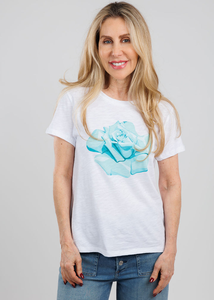 Elliott Lauren Rambling Rose Graphic Tee in Sea Glass available at Barbara Katz