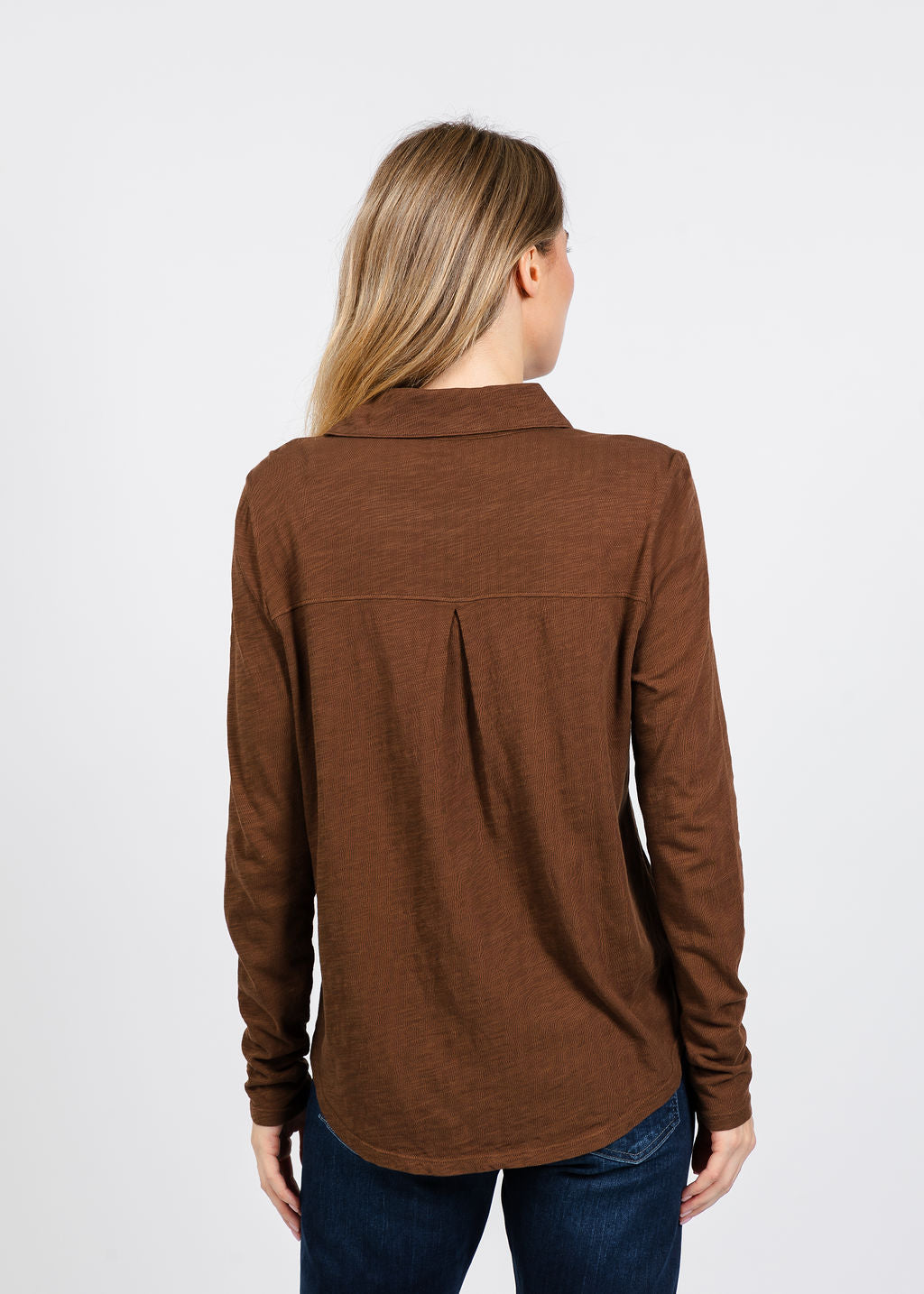 Elliott Lauren Reese Long Sleeve Button Front Shirt in Chocolate available at Barbara Katz