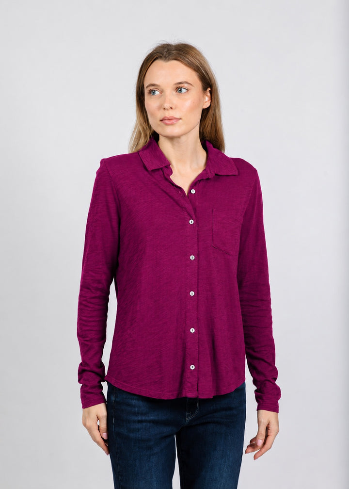 Elliott Lauren Reese Long Sleeve Button Front Shirt in Mulberry available at Barbara Katz