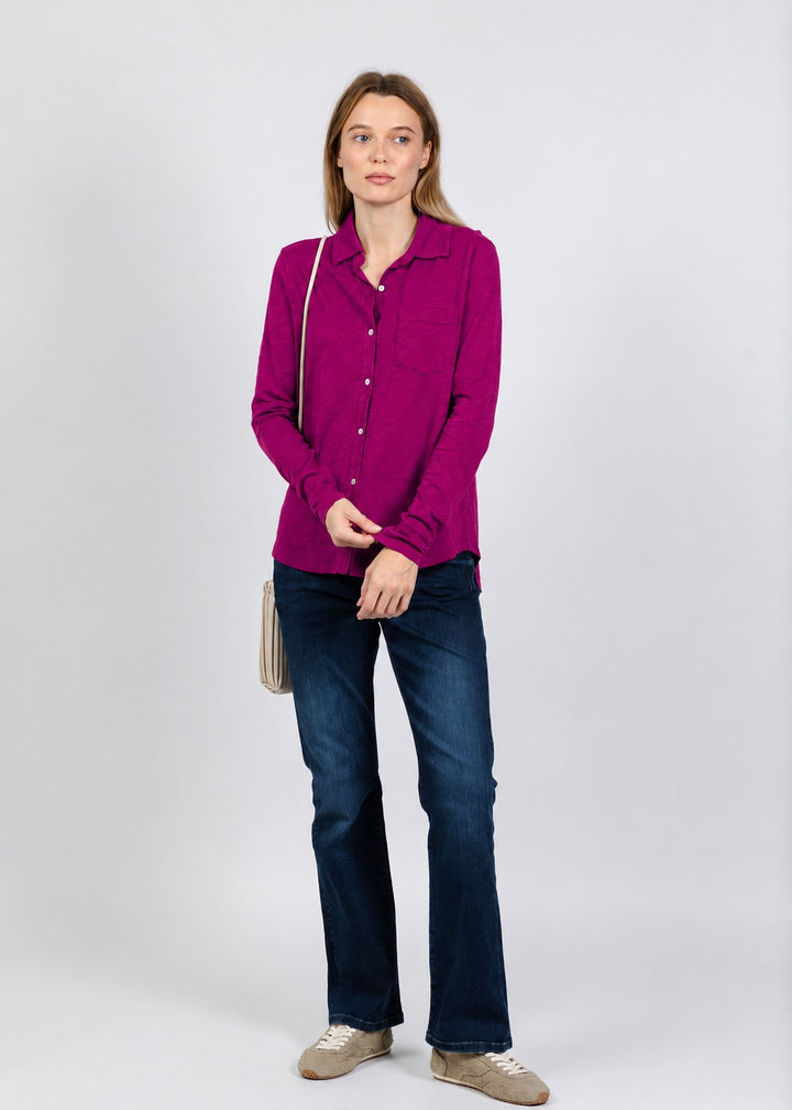 Elliott Lauren Reese Long Sleeve Button Front Shirt in Mulberry available at Barbara Katz