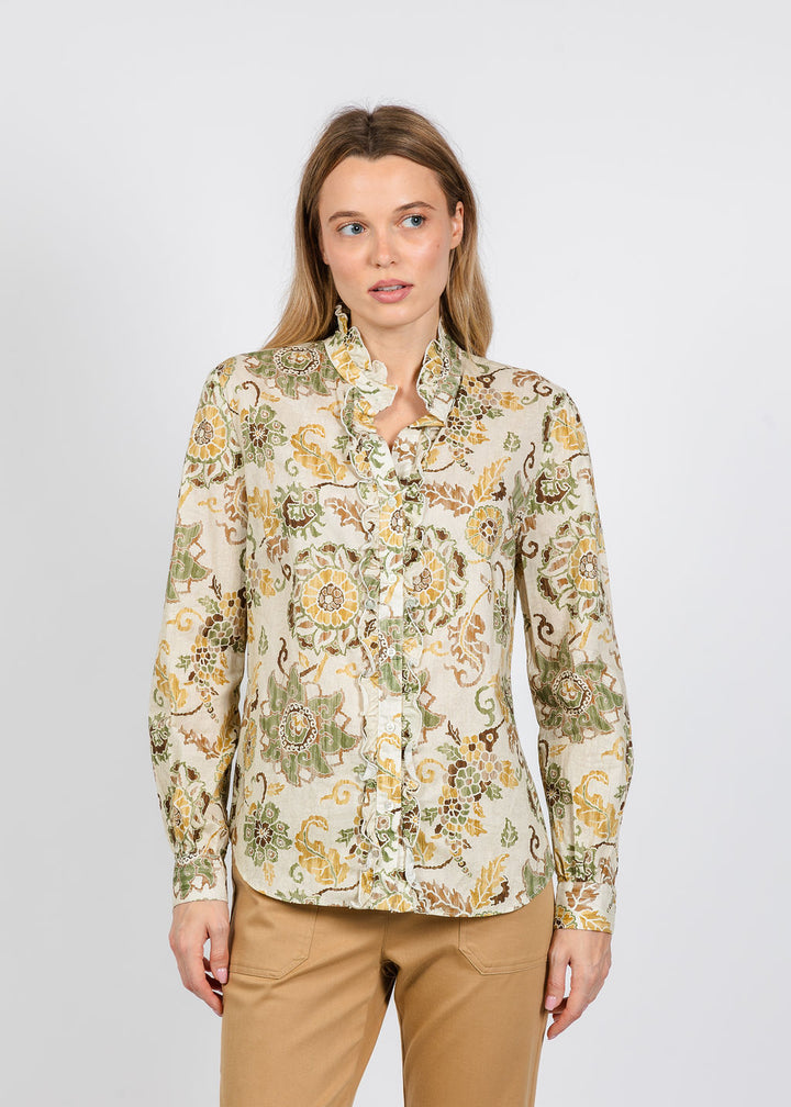 Elliott Lauren Harvest Moon Shirt With Ruffle Details available at Barbara Katz