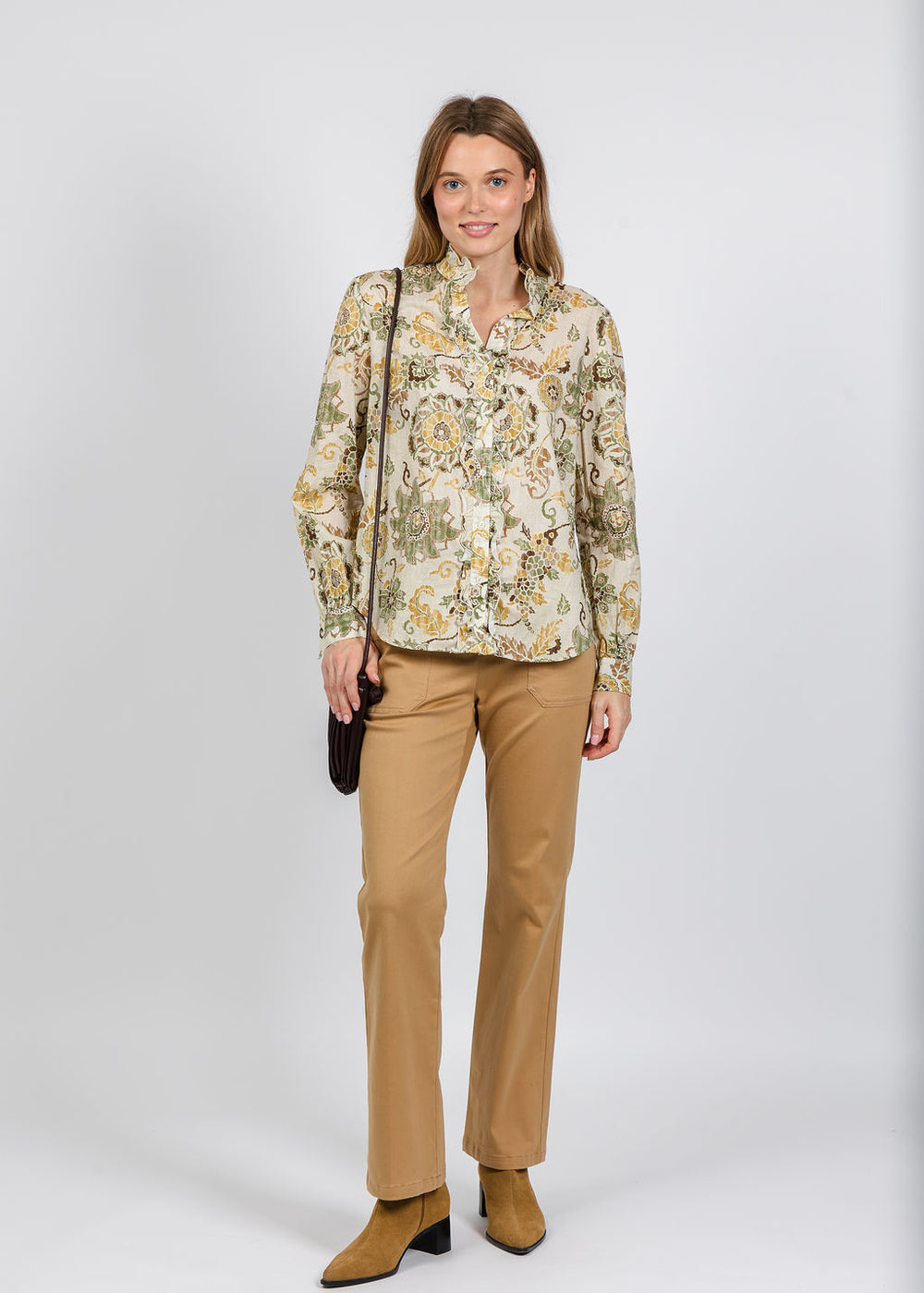 Elliott Lauren Harvest Moon Shirt With Ruffle Details available at Barbara Katz