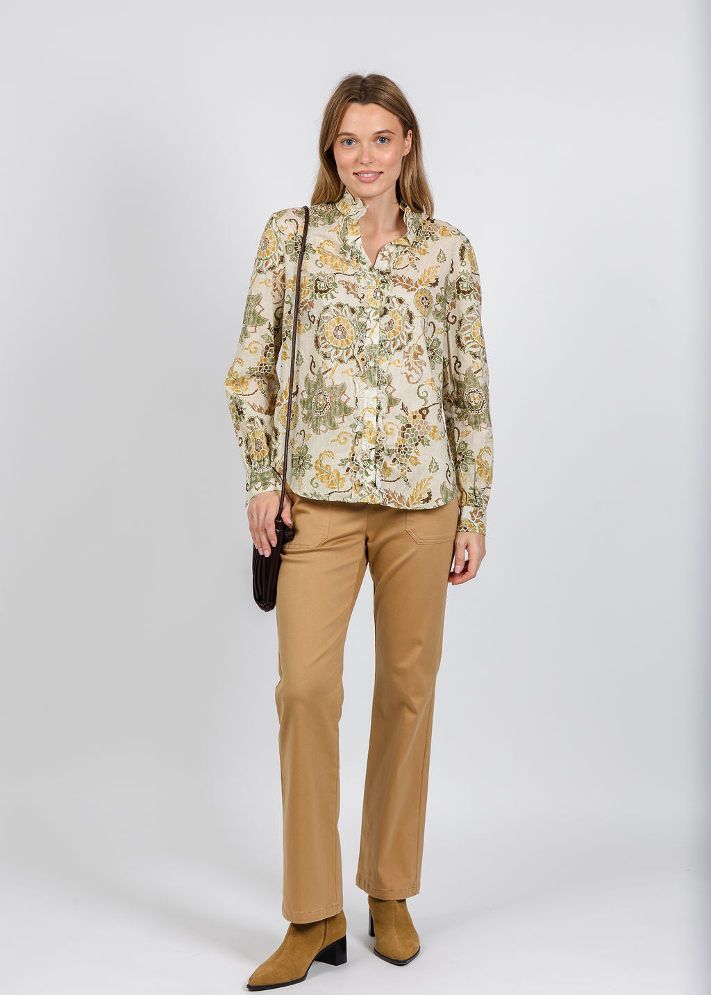 Elliott Lauren Harvest Moon Shirt With Ruffle Details available at Barbara Katz