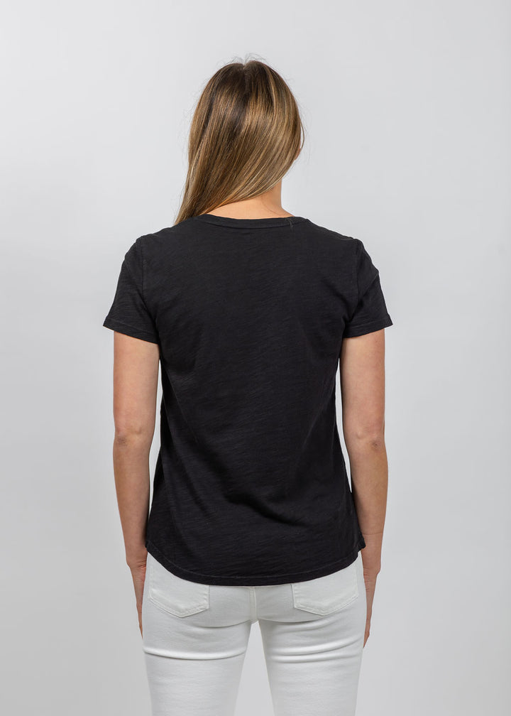 Elliott Lauren Short Sleeve V-Neck Tee in Black available at Barbara Katz