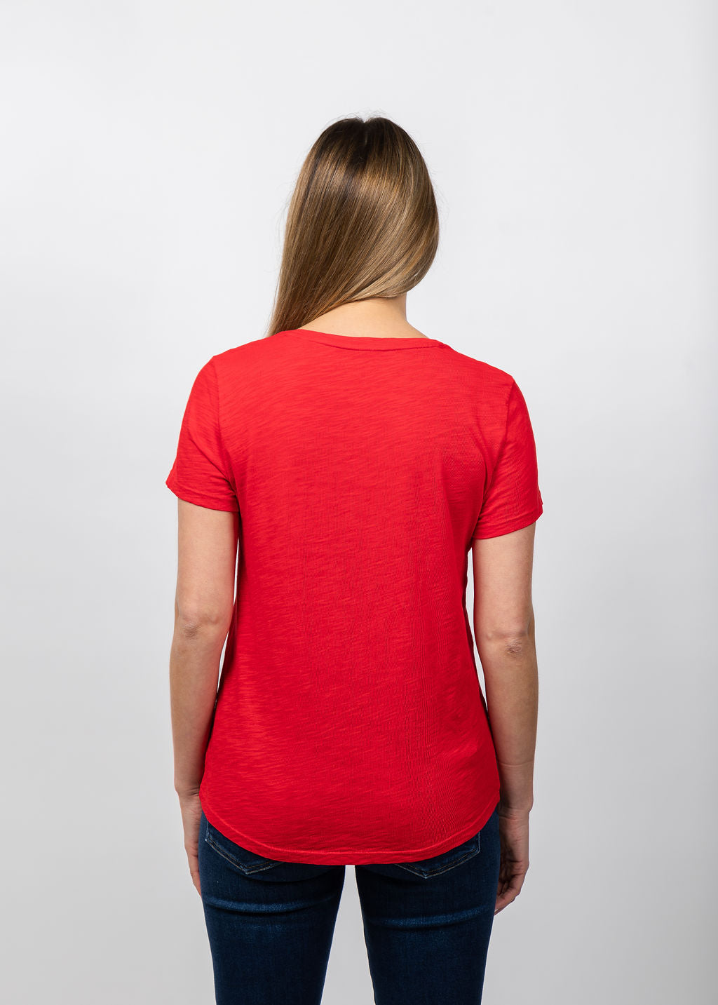 Elliott Lauren Short Sleeve V-Neck Tee in Cherry available at Barbara Katz