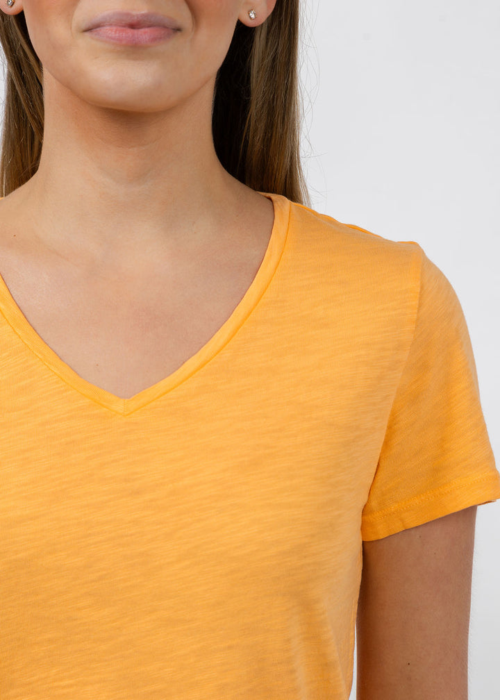 Elliott Lauren Short Sleeve V-Neck Tee in Creamsicle available at Barbara Katz