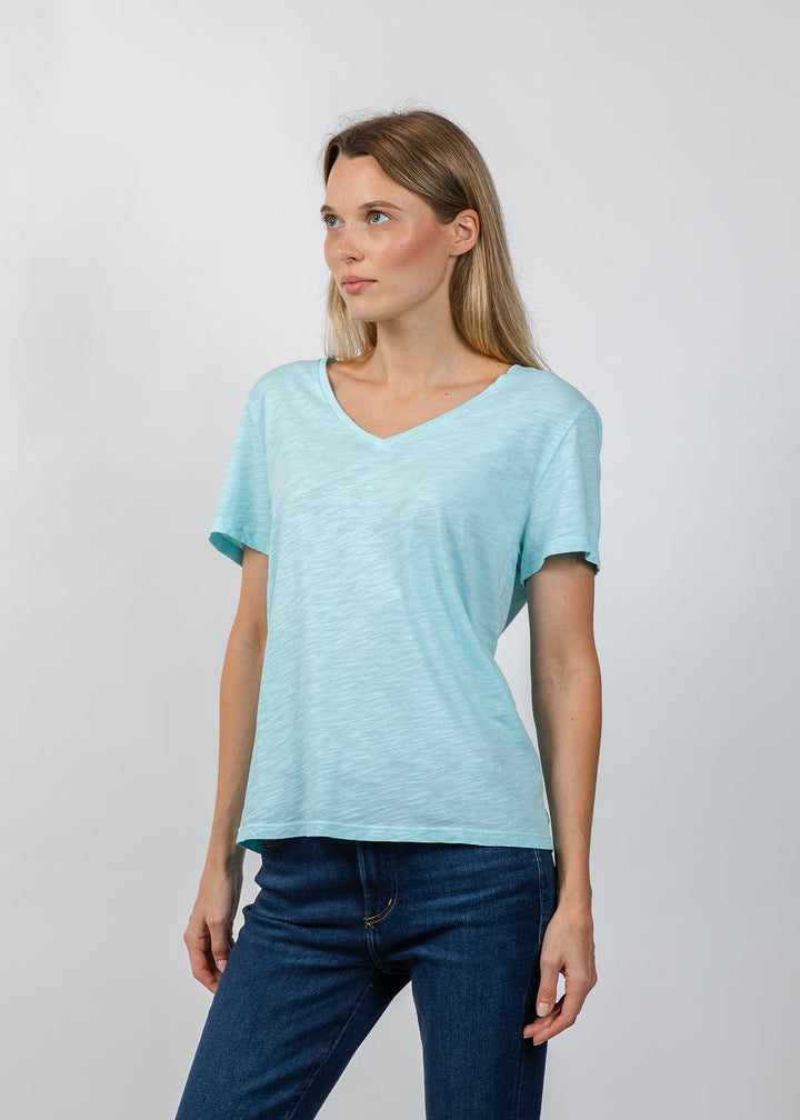 Elliott Lauren Short Sleeve V-Neck Tee in Island available at Barbara Katz