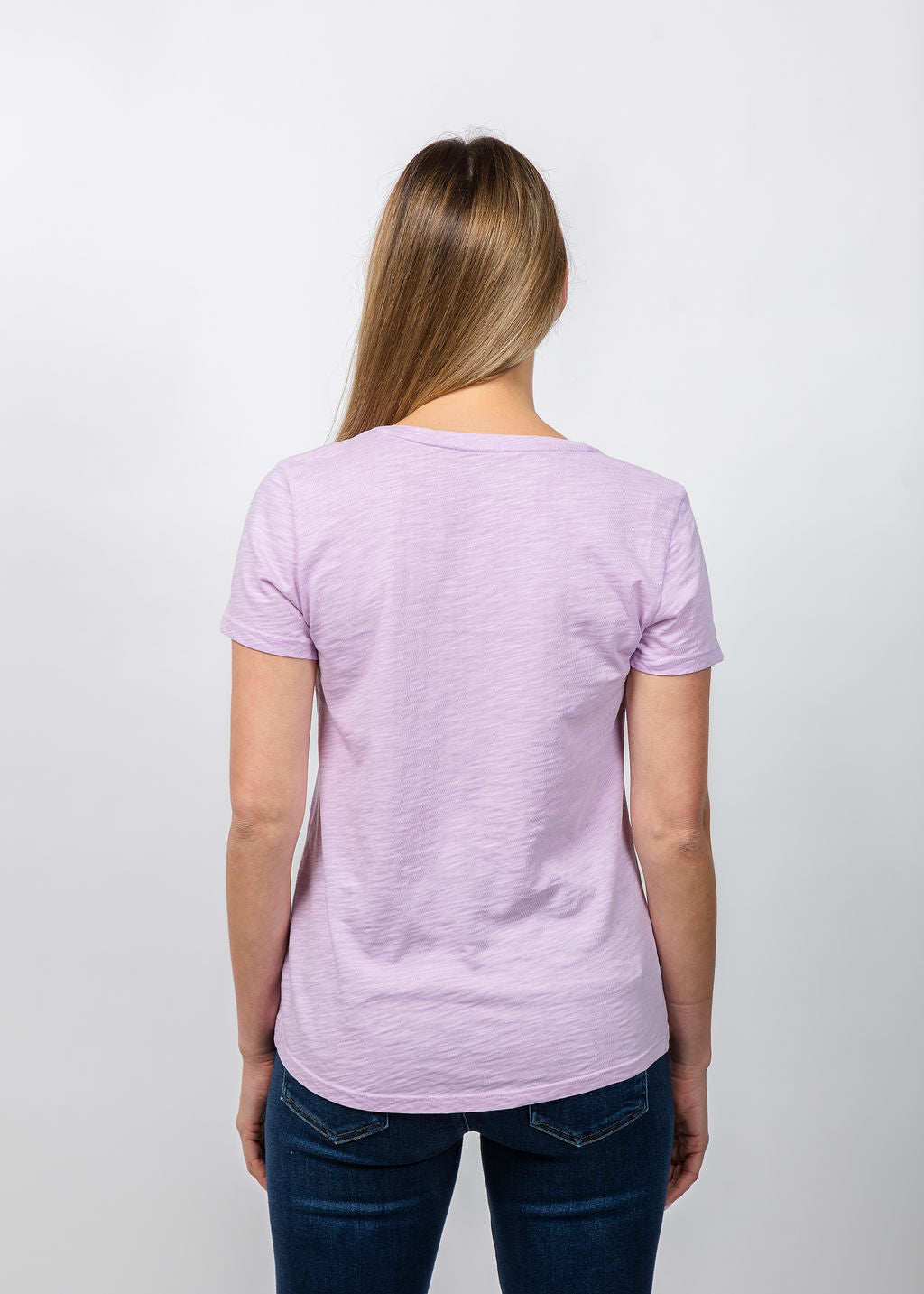 Elliott Lauren Short Sleeve V-Neck Tee in Lavender available at Barbara Katz