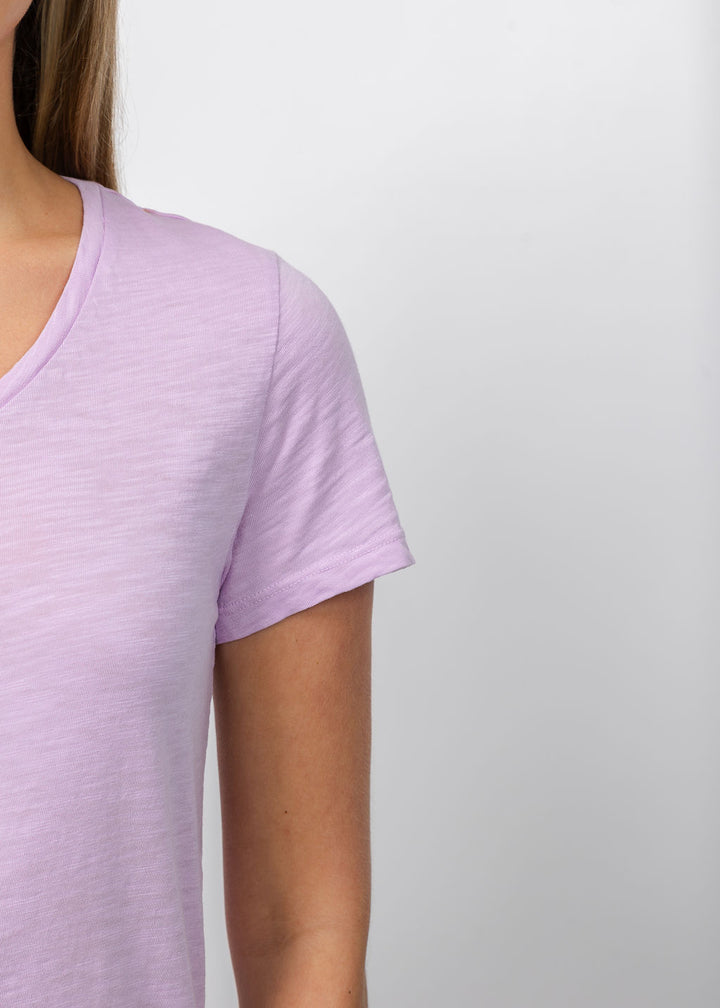Elliott Lauren Short Sleeve V-Neck Tee in Lavender available at Barbara Katz