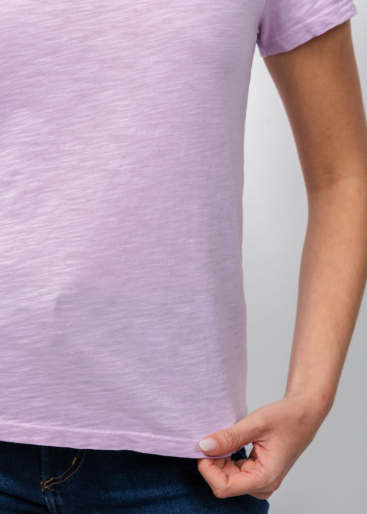 Elliott Lauren Short Sleeve V-Neck Tee in Lavender available at Barbara Katz