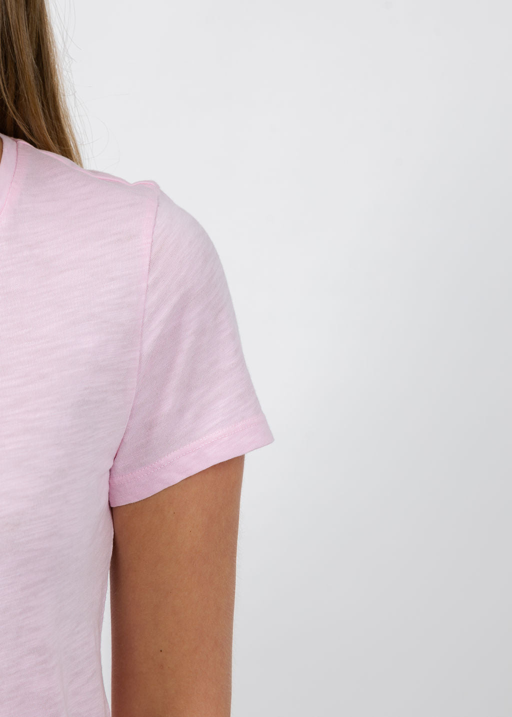 Elliott Lauren Short Sleeve V-Neck Tee in Petal available at Barbara Katz