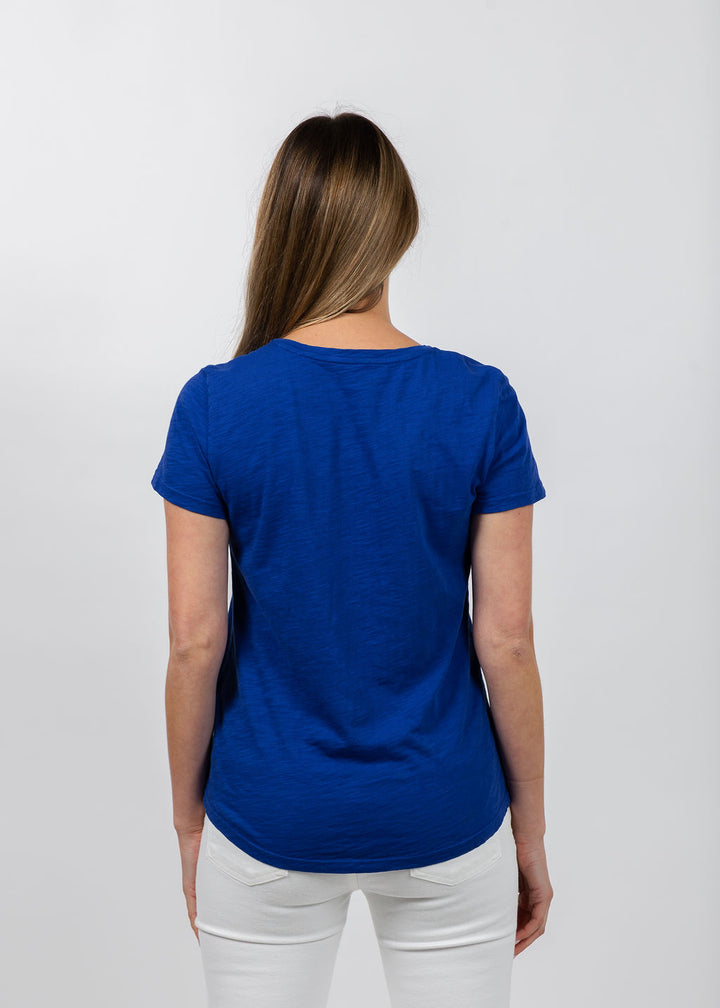 Elliott Lauren Short Sleeve V-Neck Tee in Royal available at Barbara Katz