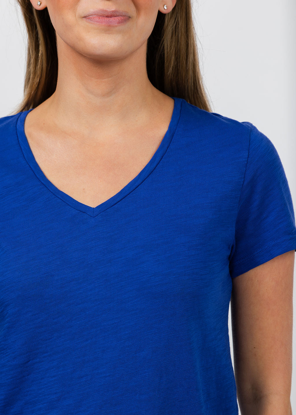 Elliott Lauren Short Sleeve V-Neck Tee in Royal available at Barbara Katz
