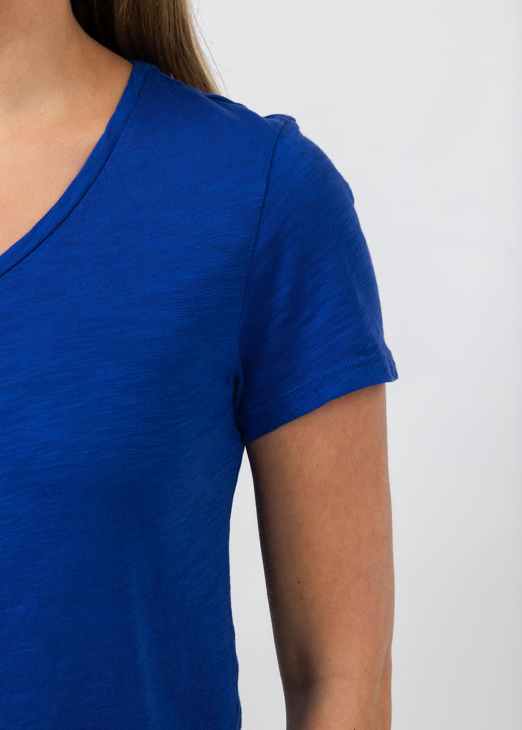 Elliott Lauren Short Sleeve V-Neck Tee in Royal available at Barbara Katz