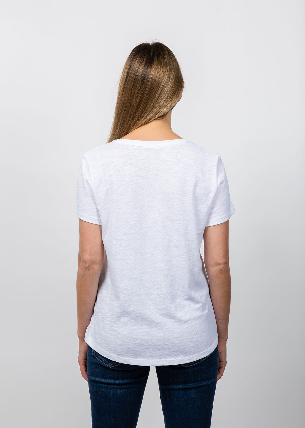 Elliott Lauren Short Sleeve V-Neck Tee in White available at Barbara Katz