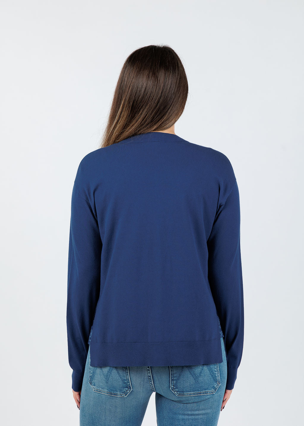 Elliott Lauren Side Vent Cardigan in Caspian available at Barbara Katz