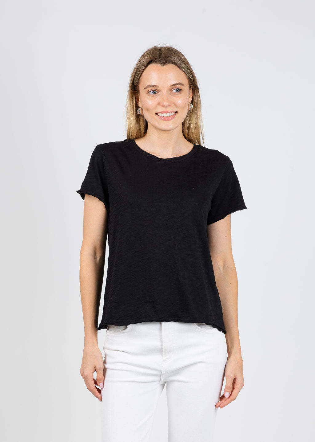Elliott Lauren Silvie Short Sleeve Tee in Black available at Barbara Katz