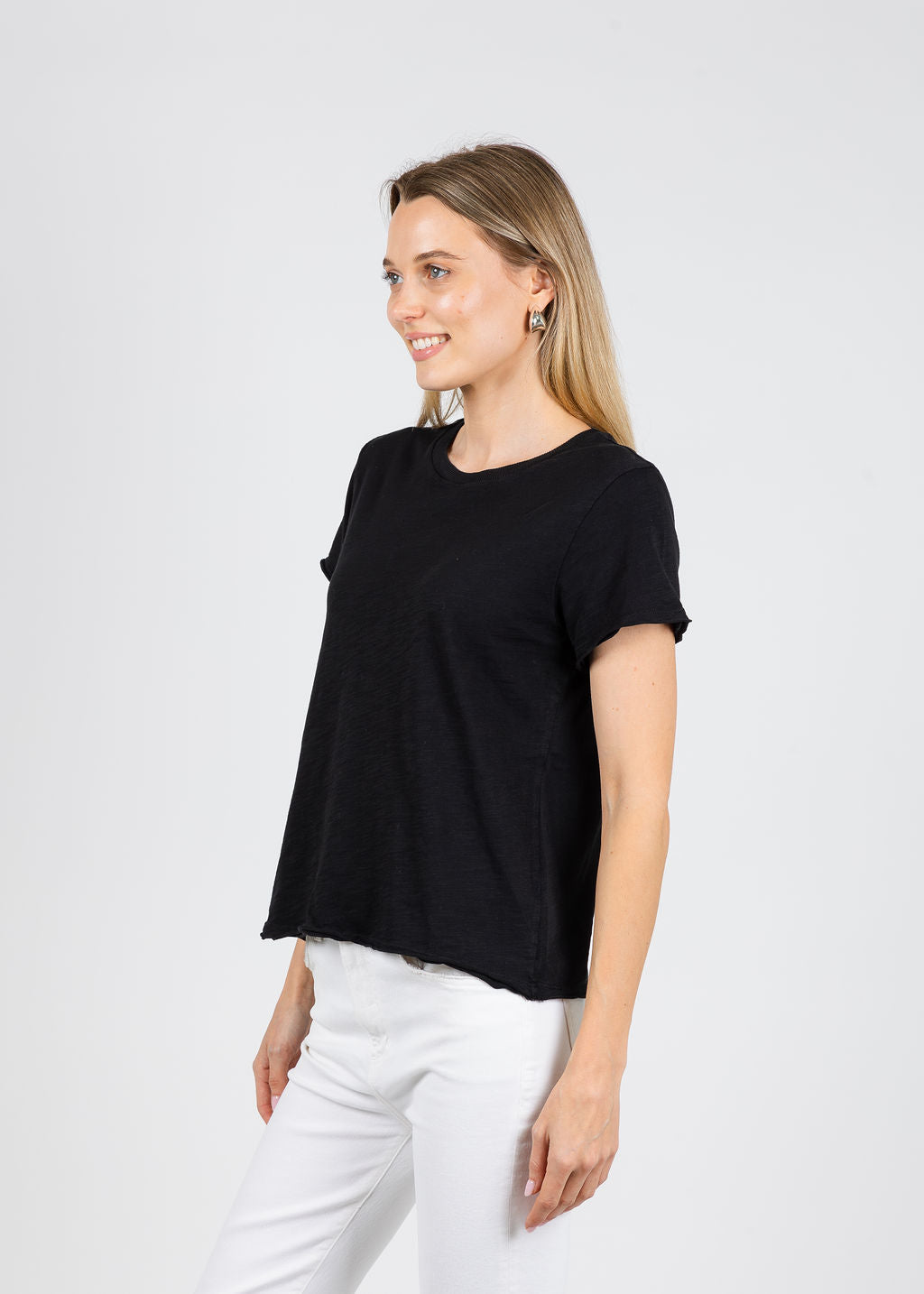 Elliott Lauren Silvie Short Sleeve Tee in Black available at Barbara Katz