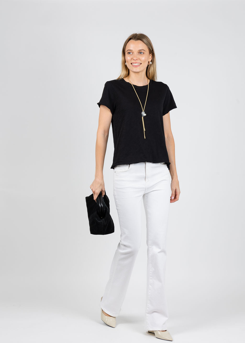 Elliott Lauren Silvie Short Sleeve Tee in Black available at Barbara Katz