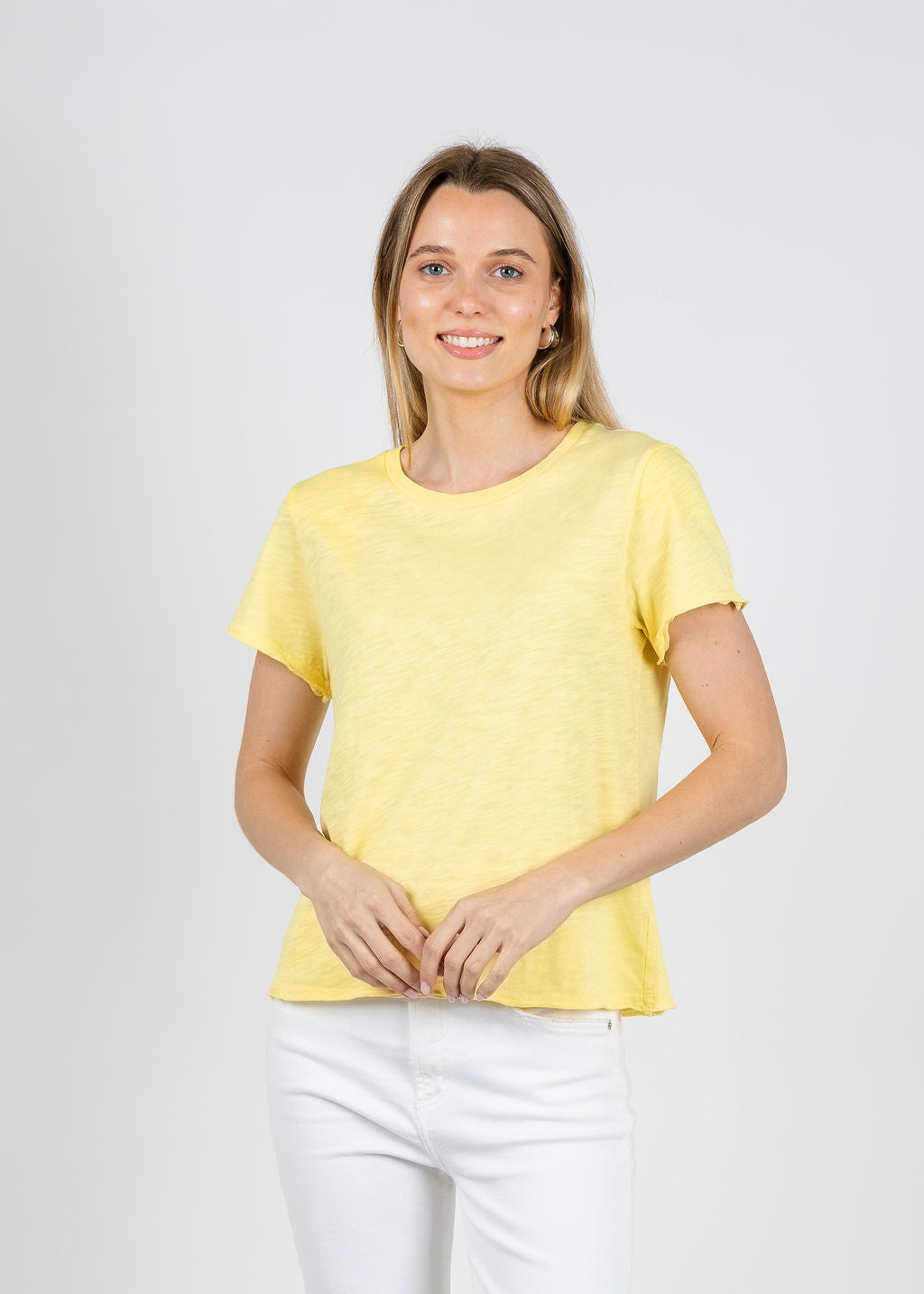 Elliott Lauren Silvie Short Sleeve Tee in Daffodil available at Barbara Katz