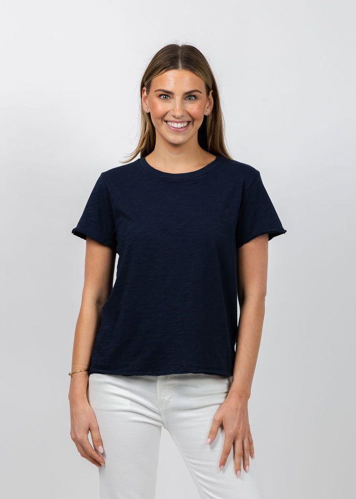 Elliott Lauren Silvie Short Sleeve Tee in Navy available at Barbara Katz