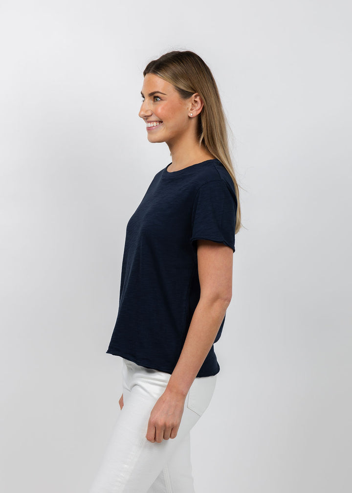 Elliott Lauren Silvie Short Sleeve Tee in Navy available at Barbara Katz