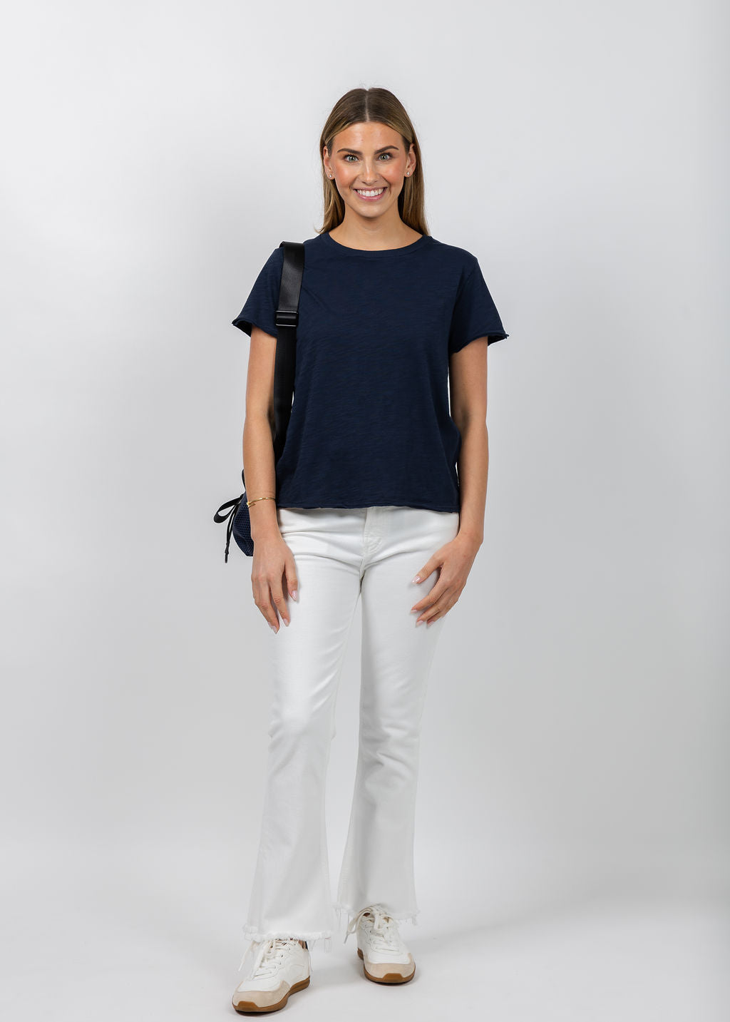 Elliott Lauren Silvie Short Sleeve Tee in Navy available at Barbara Katz