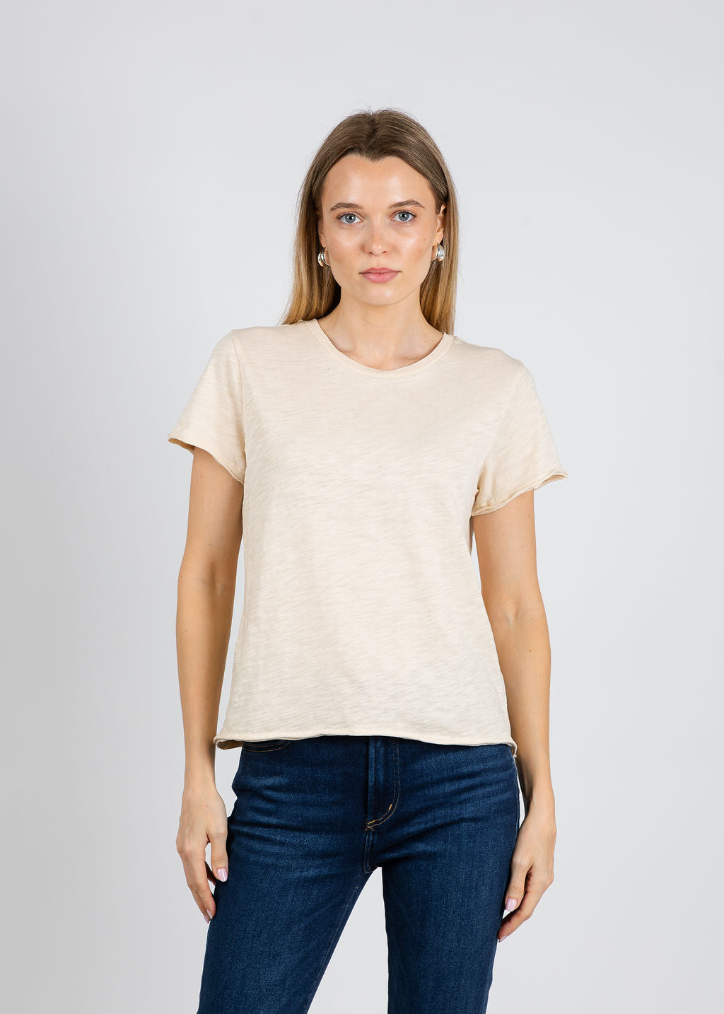 Elliott Lauren Silvie Short Sleeve Tee in Oat available at Barbara Katz