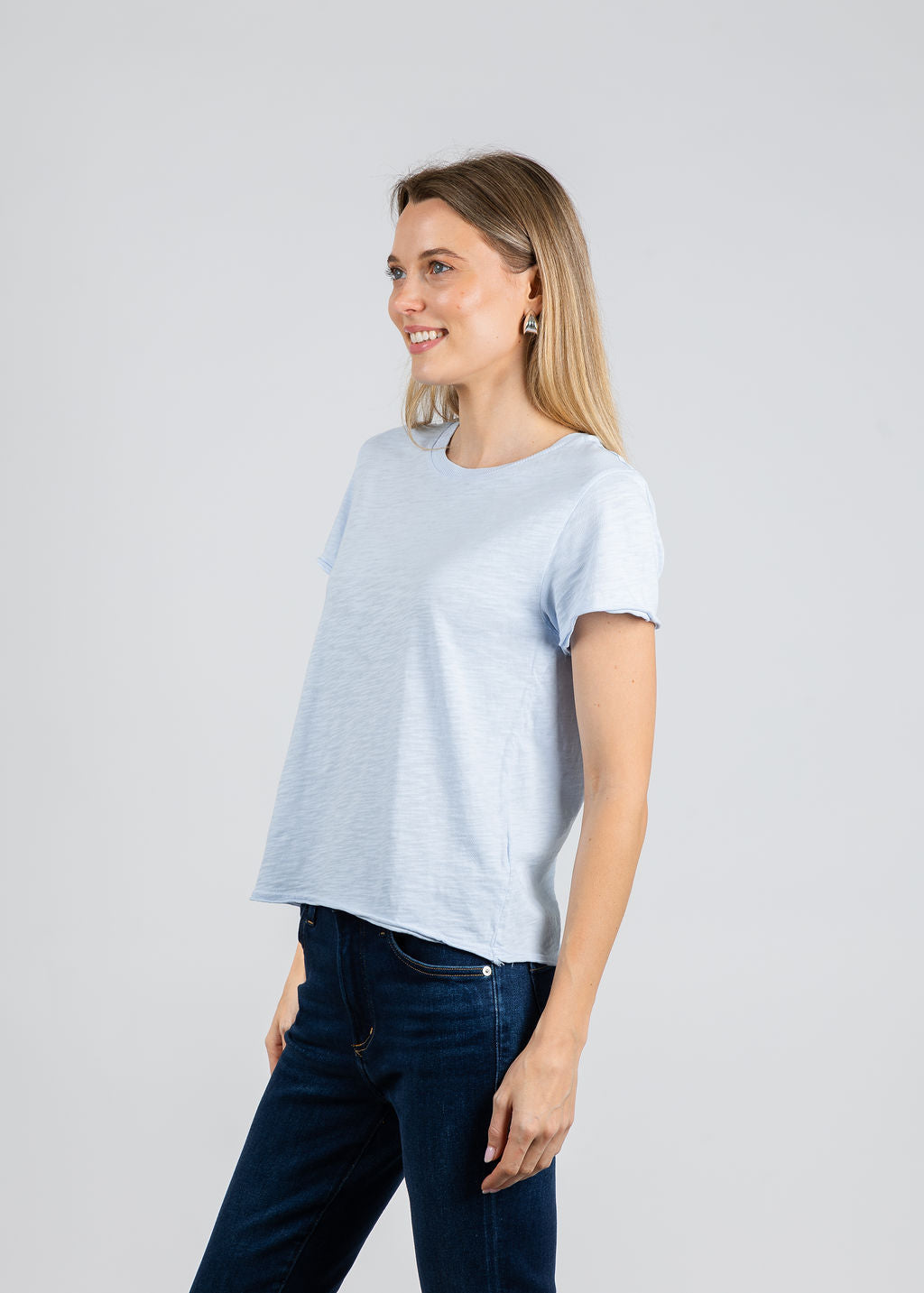 Elliott Lauren Silvie Short Sleeve Tee in Sky Blue available at Barbara Katz