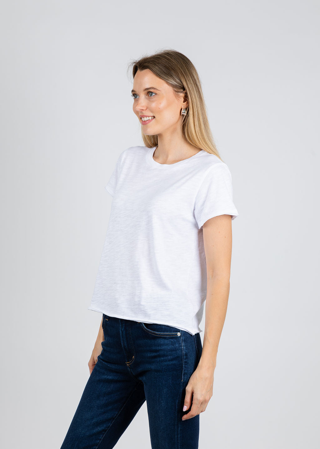 Elliott Lauren Silvie Short Sleeve Tee in White available at Barbara Katz