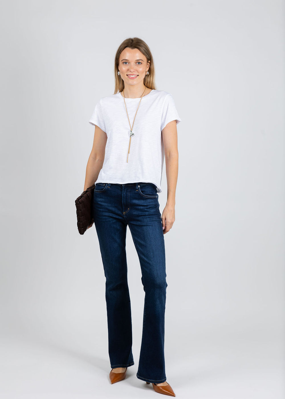 Elliott Lauren Silvie Short Sleeve Tee in White available at Barbara Katz