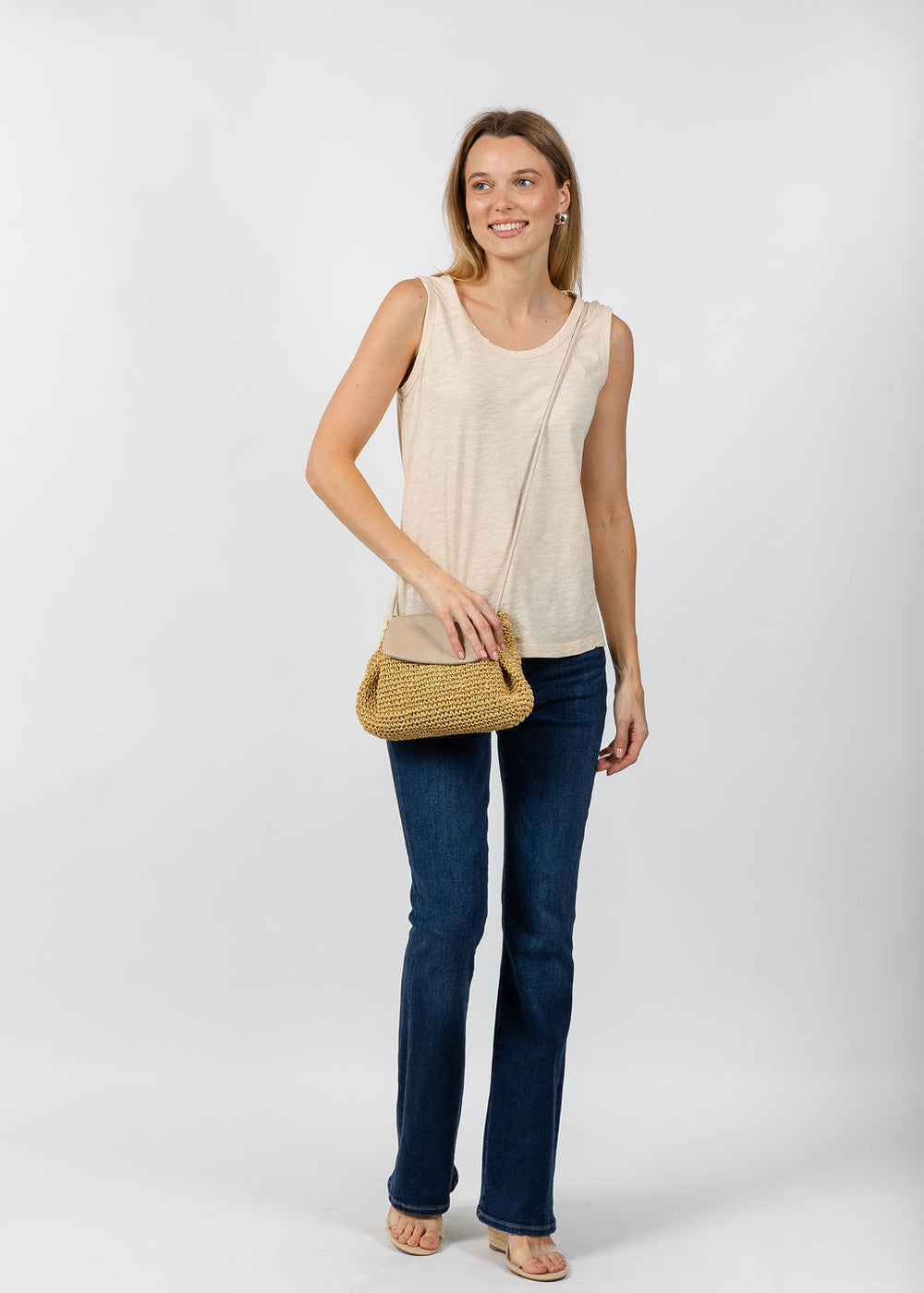 Elliott Lauren Sleeveless Tank Top in Oat available at Barbara Katz