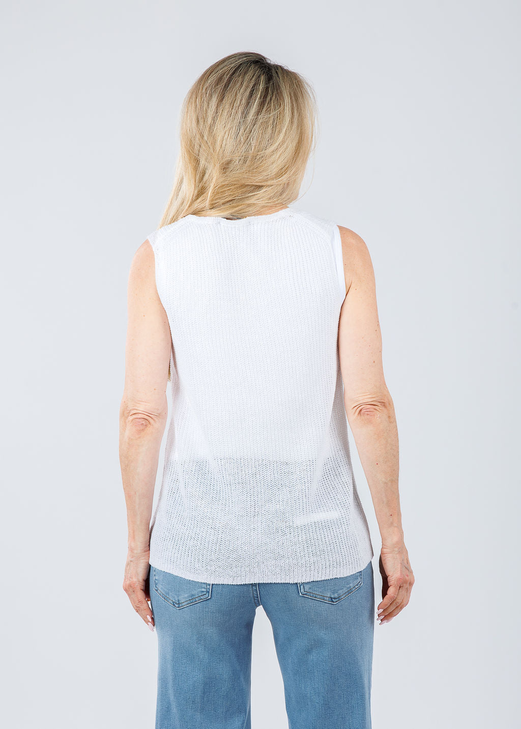 Elliott Lauren Sleeveless Tie Front Sweater in White available at Barbara Katz