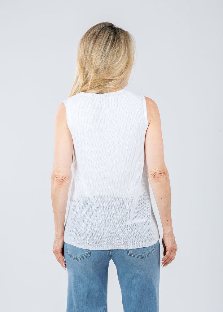 Elliott Lauren Sleeveless Tie Front Sweater in White available at Barbara Katz
