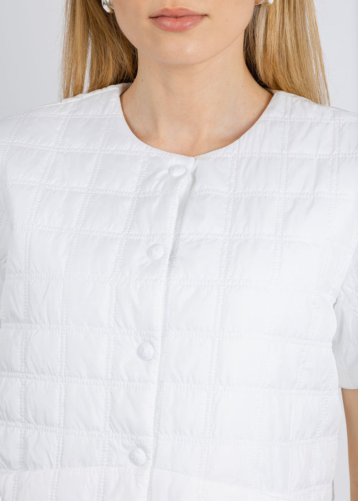Elliott Lauren Snap Front Quilted Jacket in White available at Barbara Katz