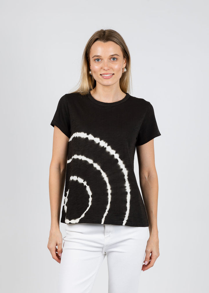 Elliott Lauren Sonar Circular Tie Dye Tee in Black available at Barbara Katz