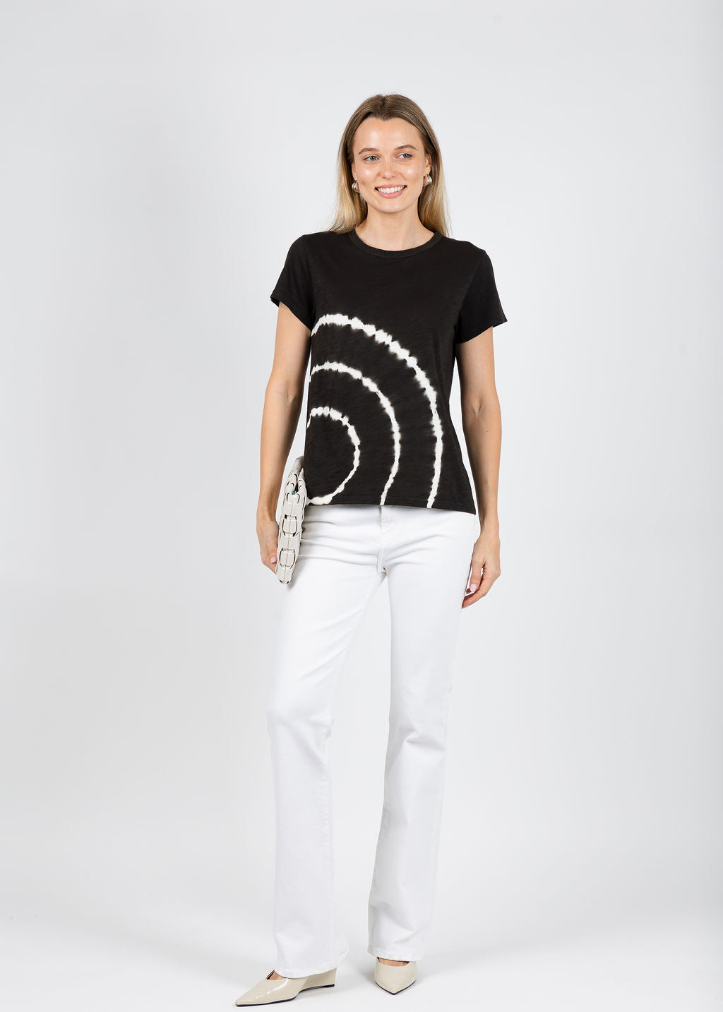 Elliott Lauren Sonar Circular Tie Dye Tee in Black available at Barbara Katz
