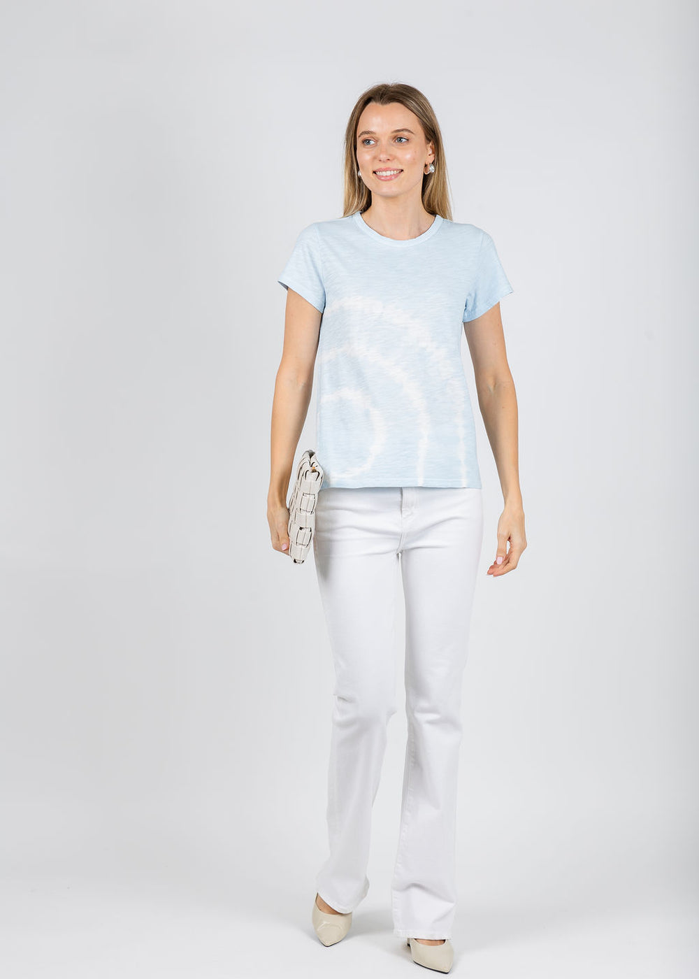 Elliott Lauren Sonar Circular Tie Dye Tee in Sky available at Barbara Katz
