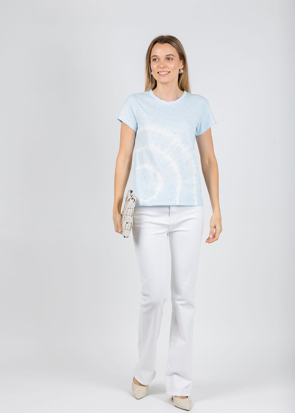 Elliott Lauren Sonar Circular Tie Dye Tee in Sky available at Barbara Katz