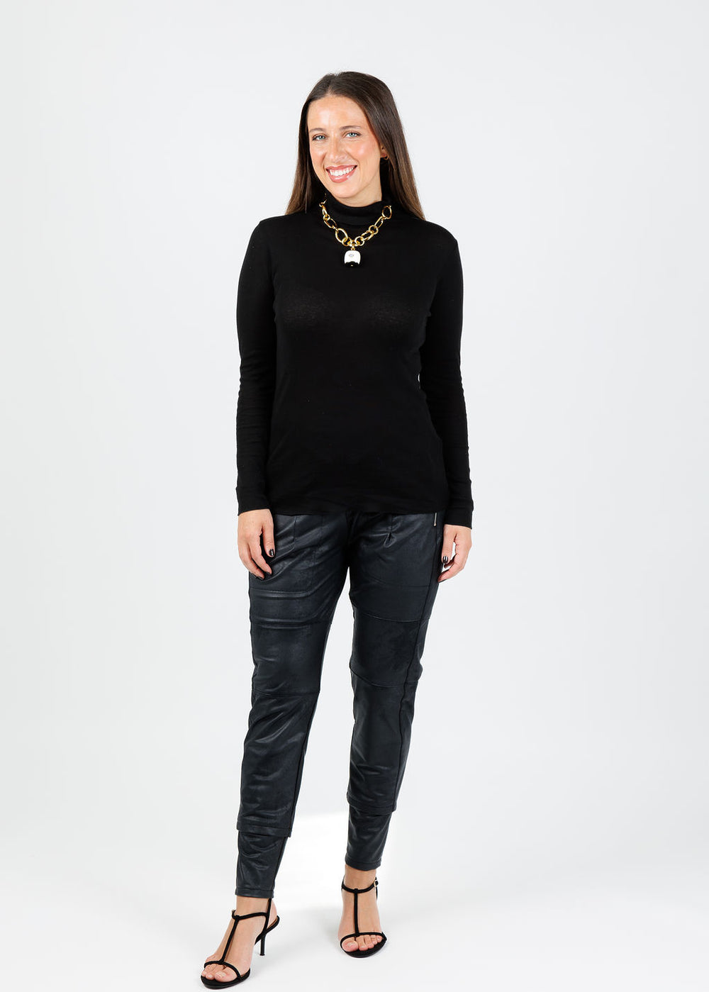 Elliott Lauren Thin Skinned Turtleneck in Black available at Barbara Katz